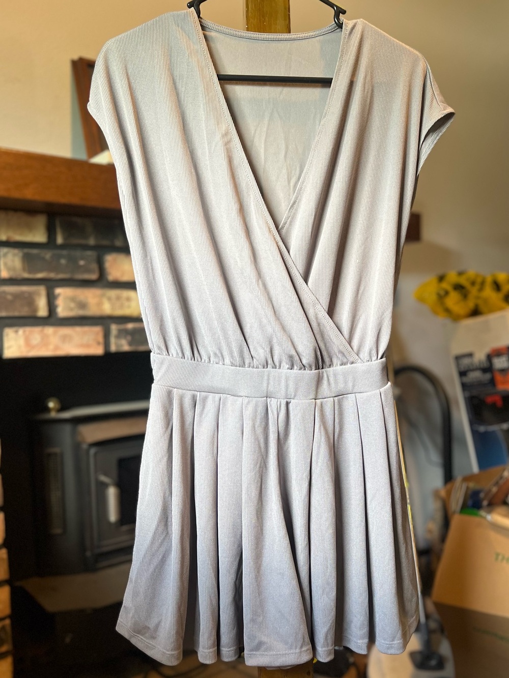 HALARA Soft Gray Wrap-Style Romper